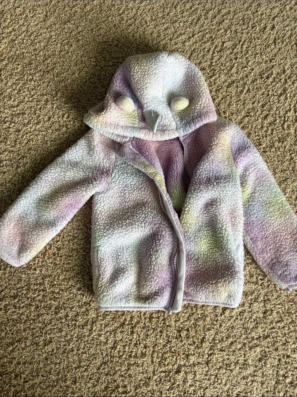 Old Navy Girls Plush Hooded Jacket in Pastel Tie-Dye